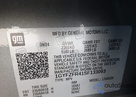 2025 Cadillac Xt4 Awd Sport из США, поврежденный, VIN 1GYFZFR41SF133093